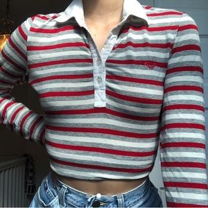 brandy melville striped collared long sleeve